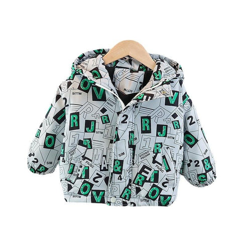 Winter boys plus velvet hooded long sleeve coat